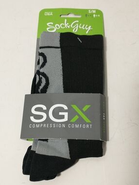 NEW SGX.Compression Comfort Socks, Size S/M, Black/Gray, Men's 5- 9, Women 6 -10